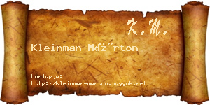 Kleinman Márton névjegykártya